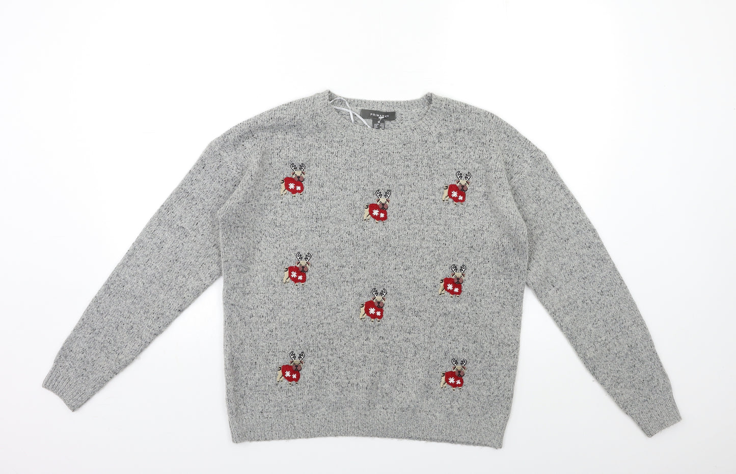 Primark Womens Grey  Knit Pullover Jumper Size 10  - christmas