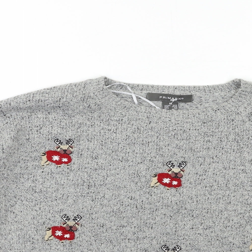 Primark Womens Grey  Knit Pullover Jumper Size 10  - christmas