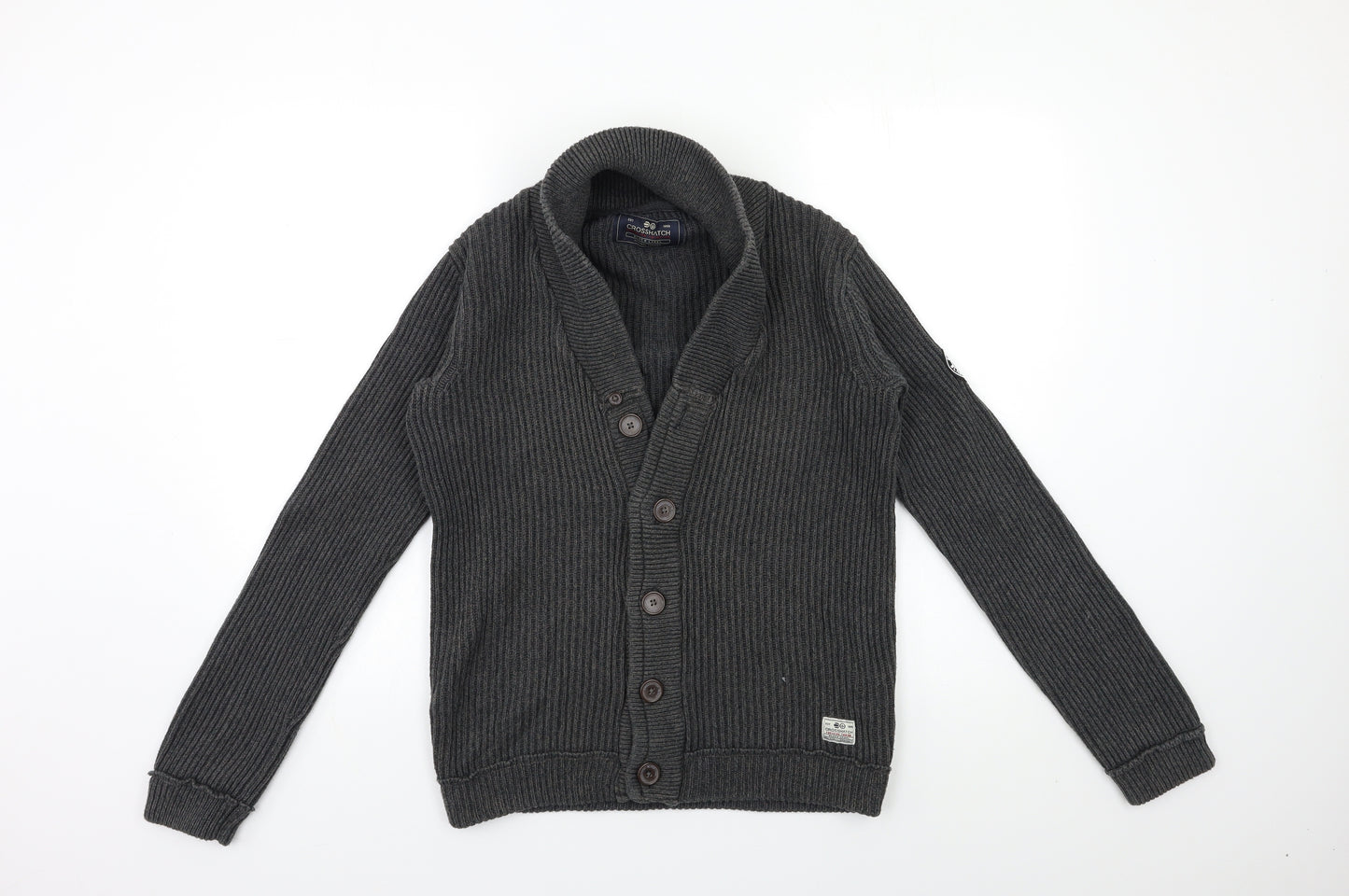 Crosshatch Womens Grey  Knit Cardigan Jumper Size S