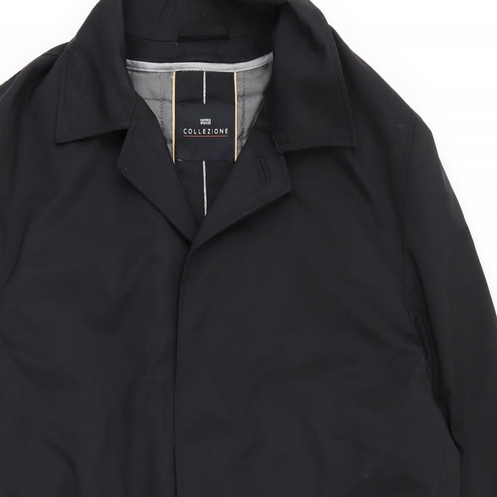 M&S Mens Black   Overcoat Coat Size L