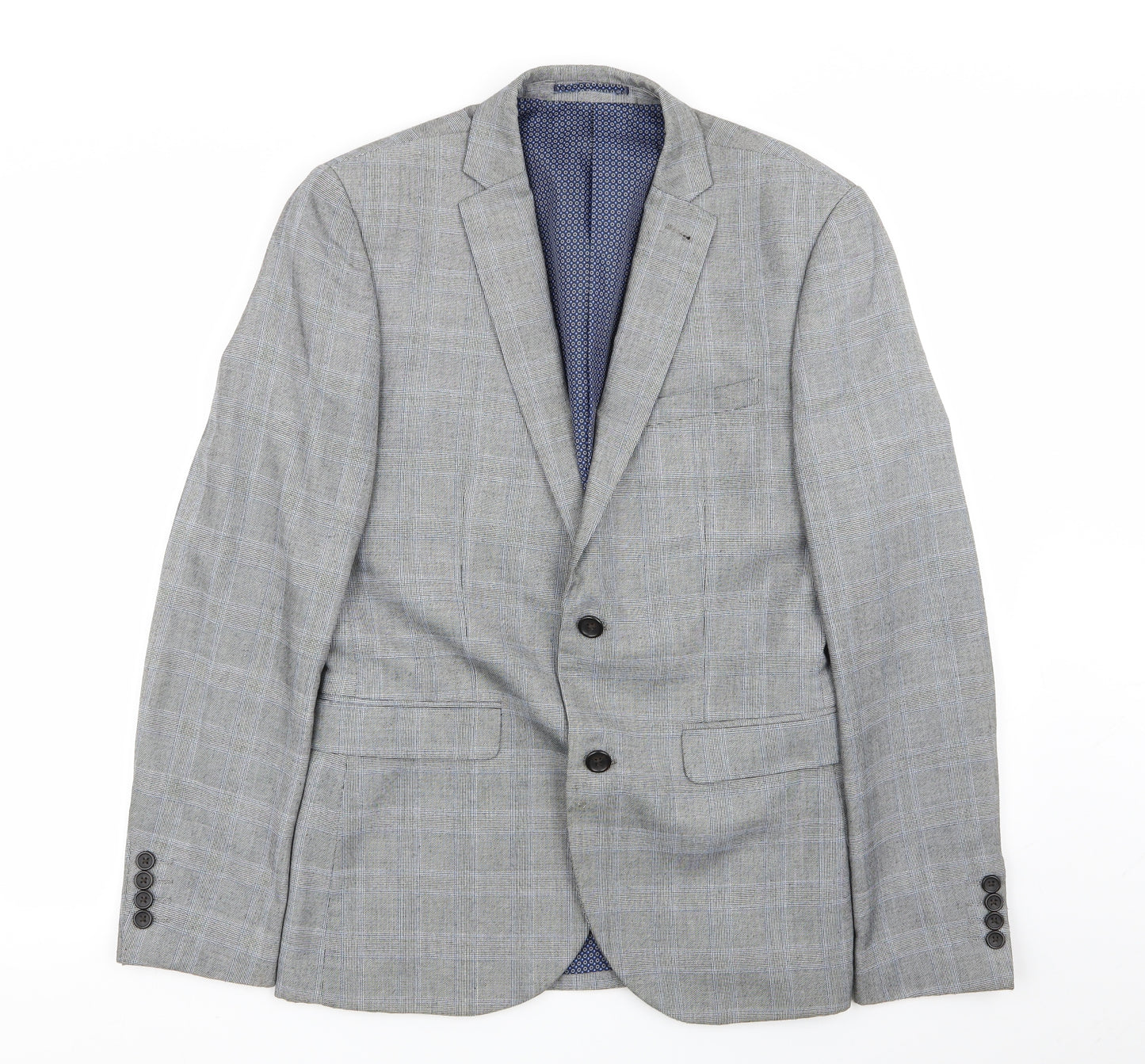 NEXT Mens Grey Check  2 Piece Suit Size 38 L29 in