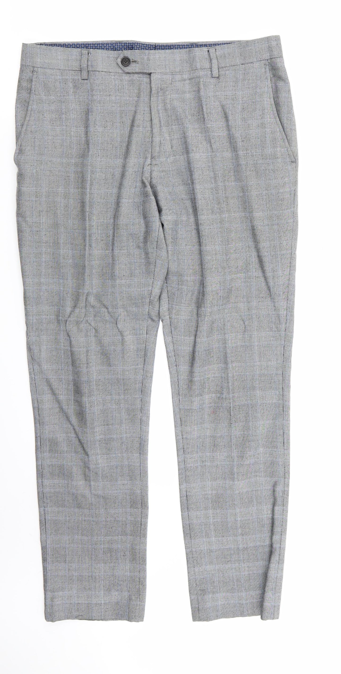 NEXT Mens Grey Check  2 Piece Suit Size 38 L29 in