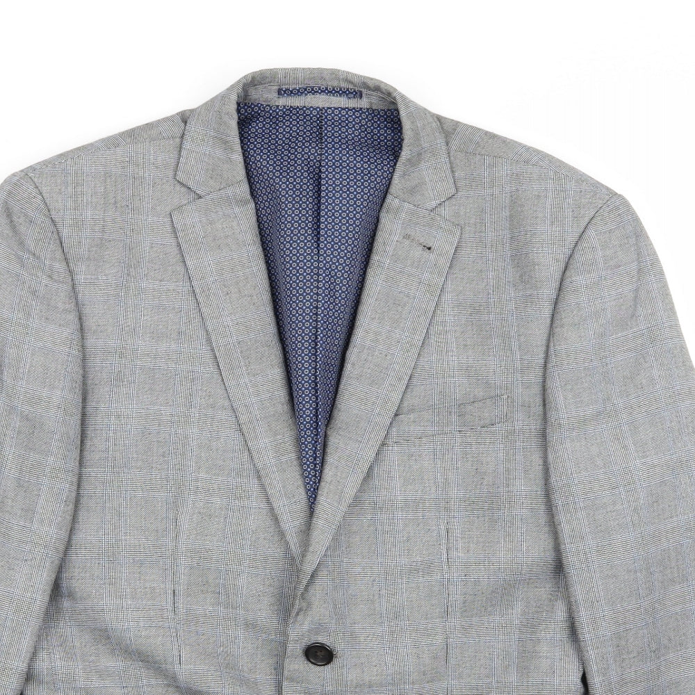 NEXT Mens Grey Check  2 Piece Suit Size 38 L29 in