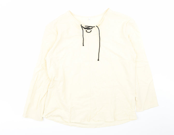 Preworn Womens Beige Basic Blouse Size XL