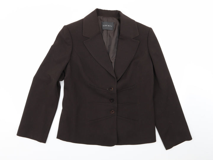 alex& co Womens Brown Jacket Blazer Size 14