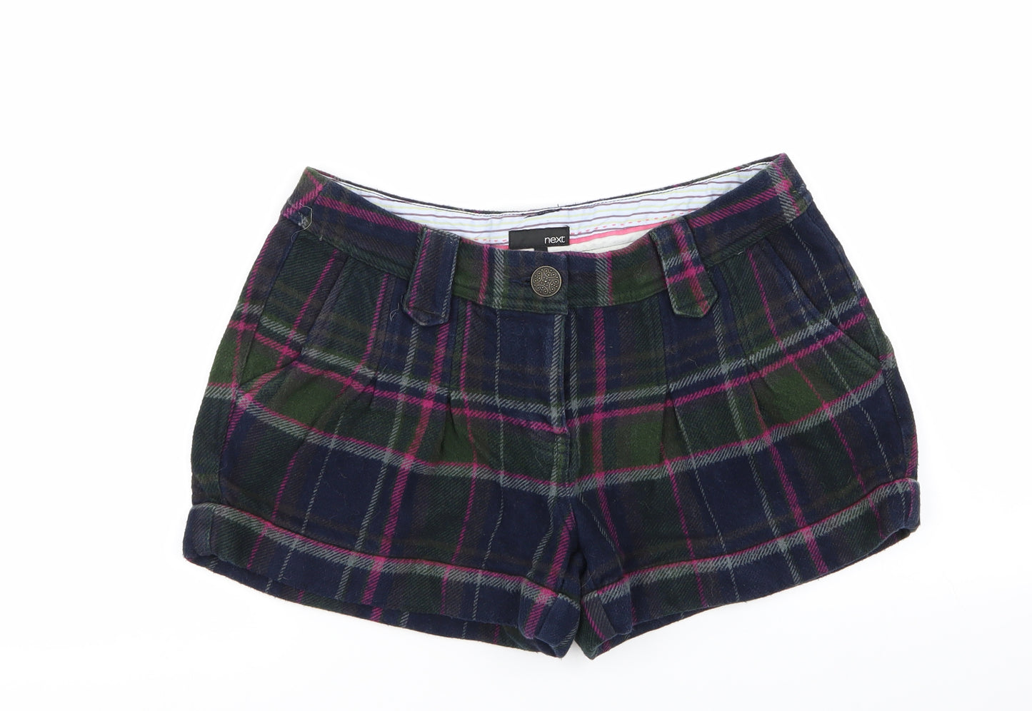 NEXT Womens Multicoloured Check  Hot Pants Shorts Size 12