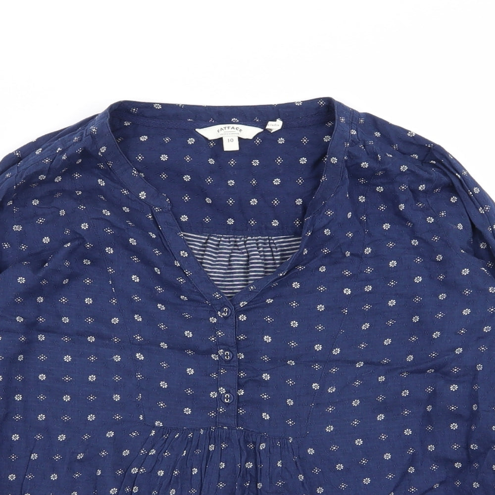 Fat Face Womens Blue Floral  Basic Blouse Size 10
