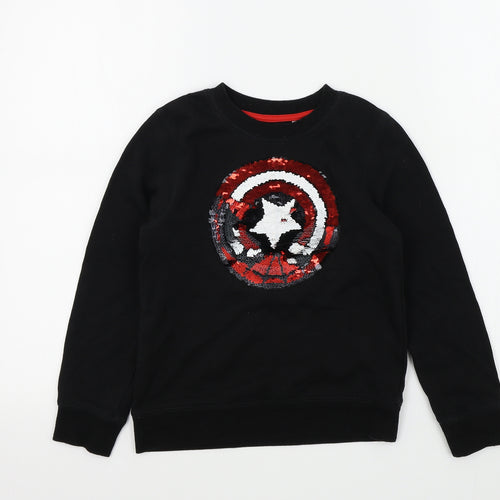 H&M Girls Black Colourblock  Pullover Jumper Size 8-9 Years