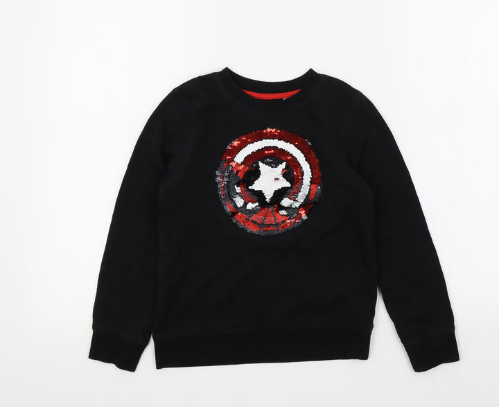 H&M Girls Black Colourblock  Pullover Jumper Size 8-9 Years