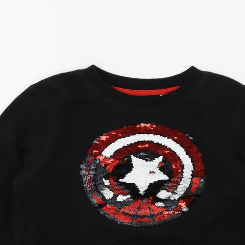 H&M Girls Black Colourblock  Pullover Jumper Size 8-9 Years