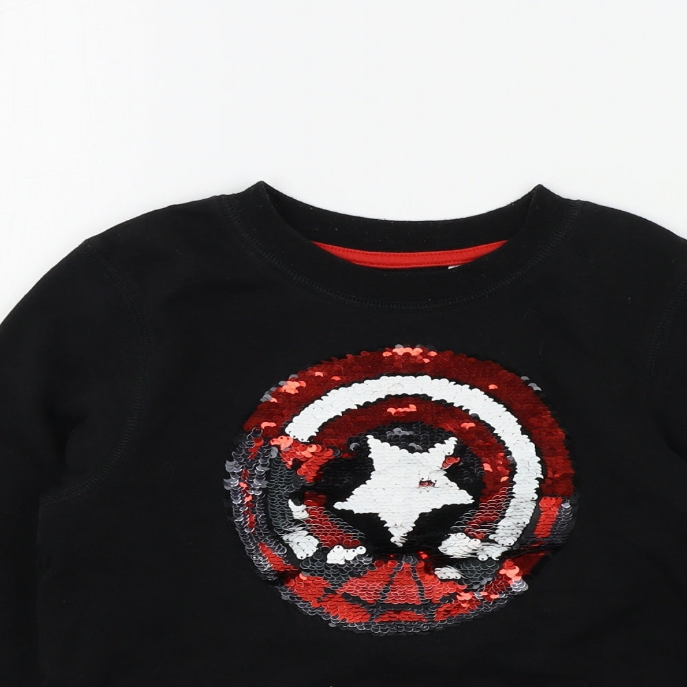 H&M Girls Black Colourblock  Pullover Jumper Size 8-9 Years