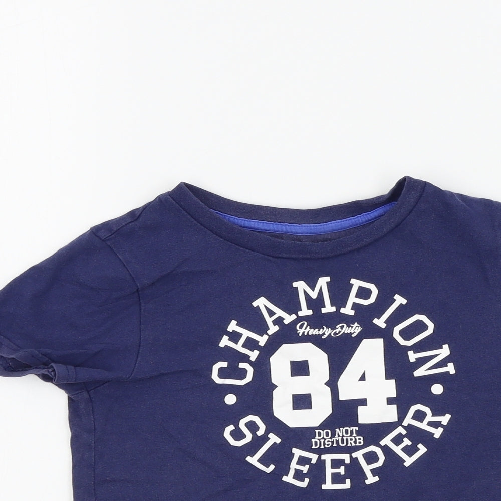 M&S Girls Blue Colourblock  Basic T-Shirt Size 5-6 Years
