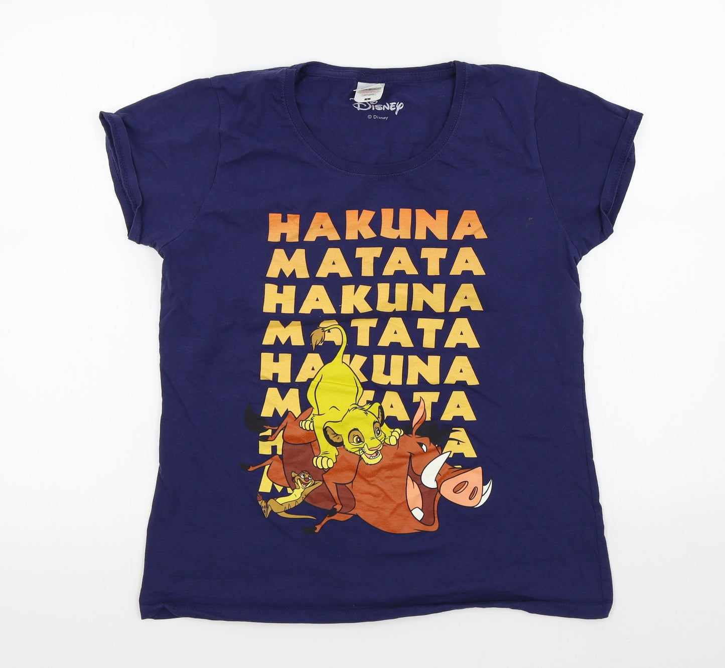 Fruit of the Loom Girls Blue Colourblock  Basic T-Shirt Size L  - disney