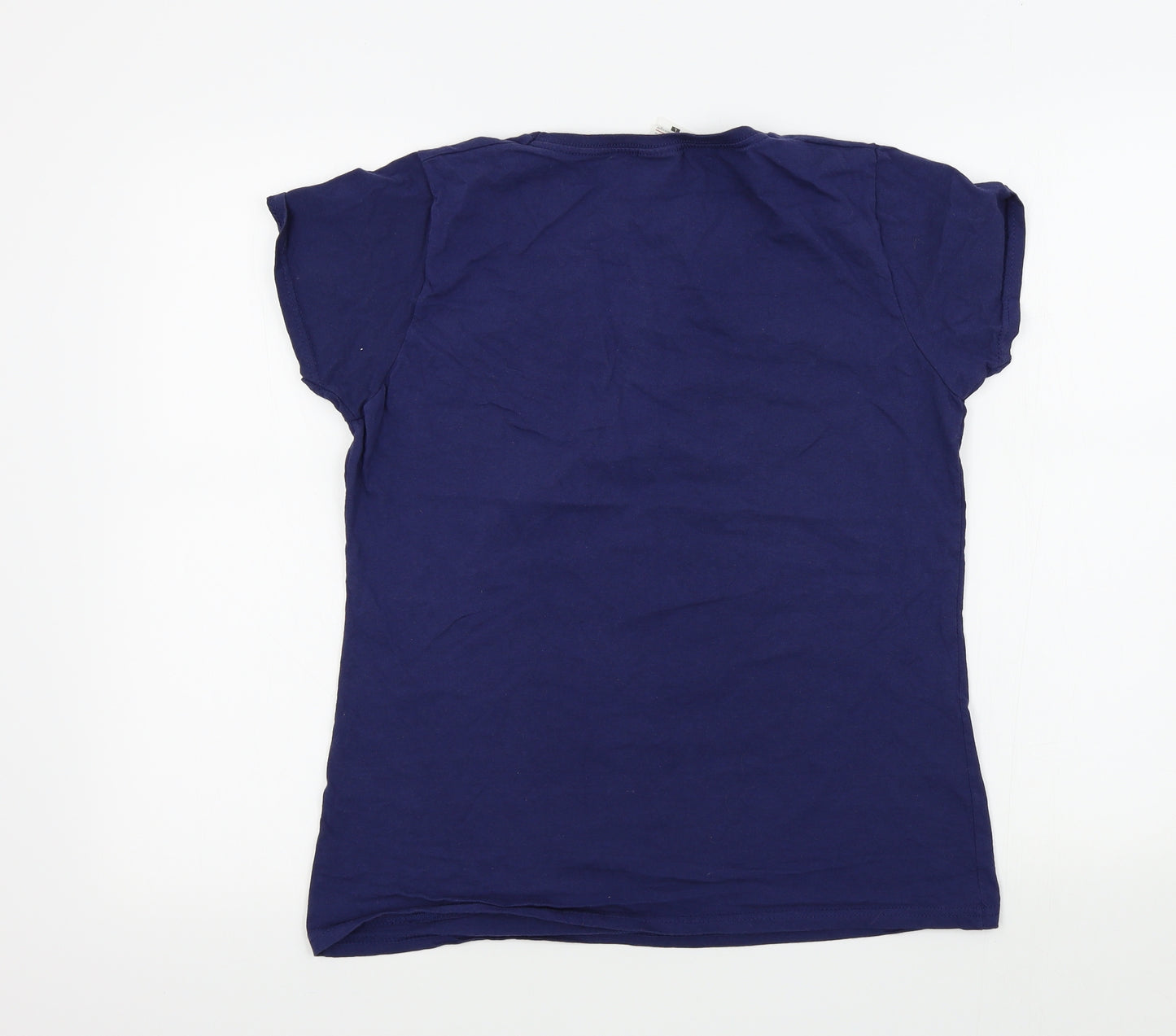 Fruit of the Loom Girls Blue Colourblock  Basic T-Shirt Size L  - disney