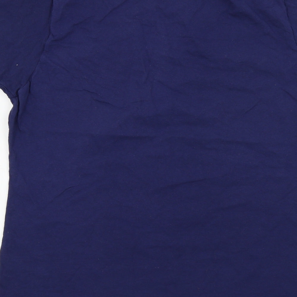 Fruit of the Loom Girls Blue Colourblock  Basic T-Shirt Size L  - disney