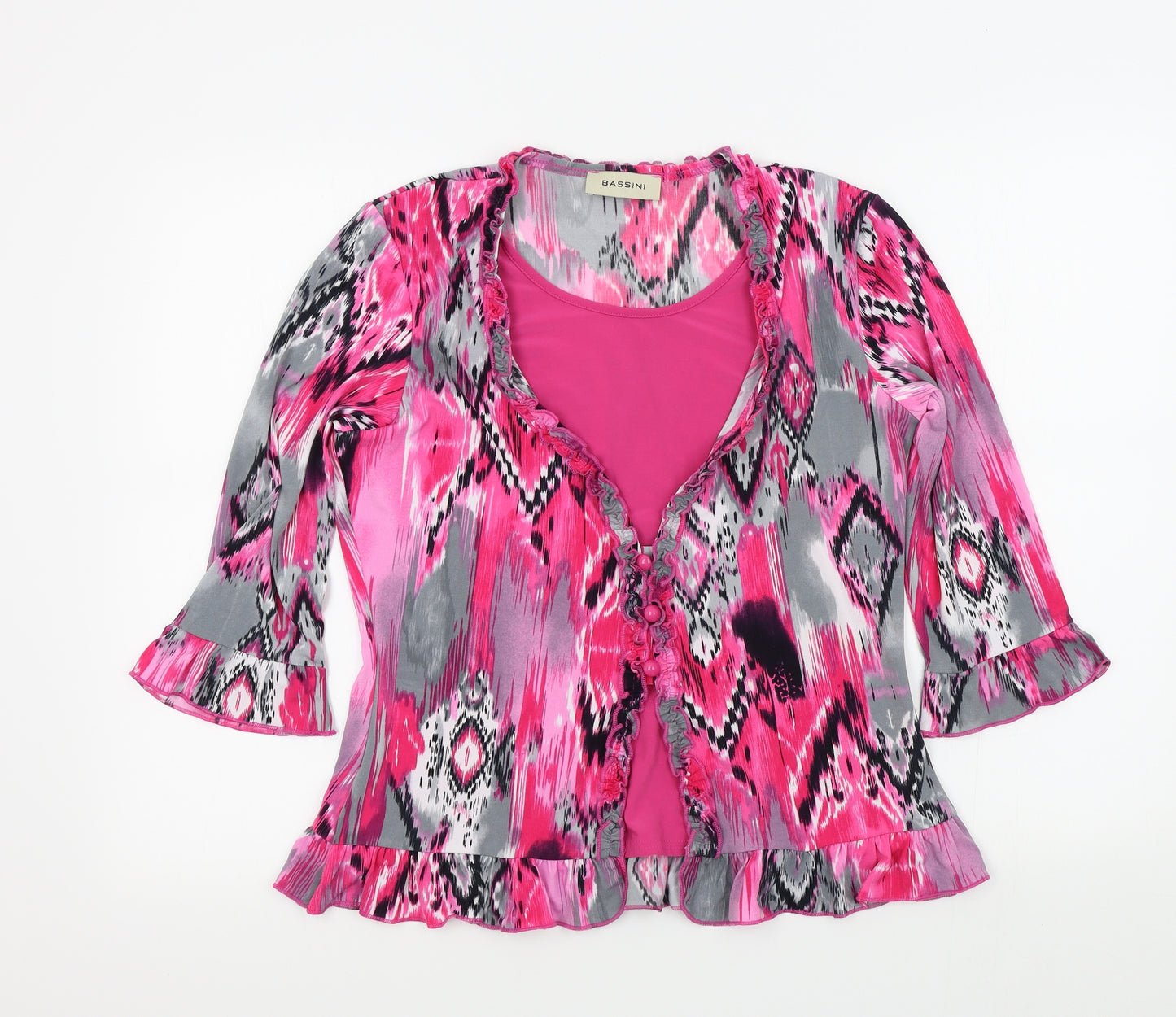 BASSINI Womens Multicoloured Geometric  Basic Blouse Size 14