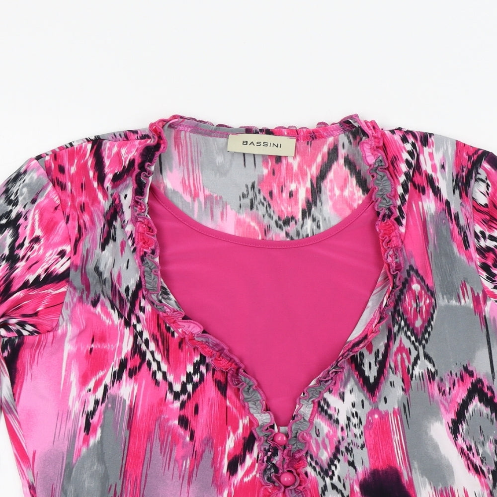 BASSINI Womens Multicoloured Geometric  Basic Blouse Size 14