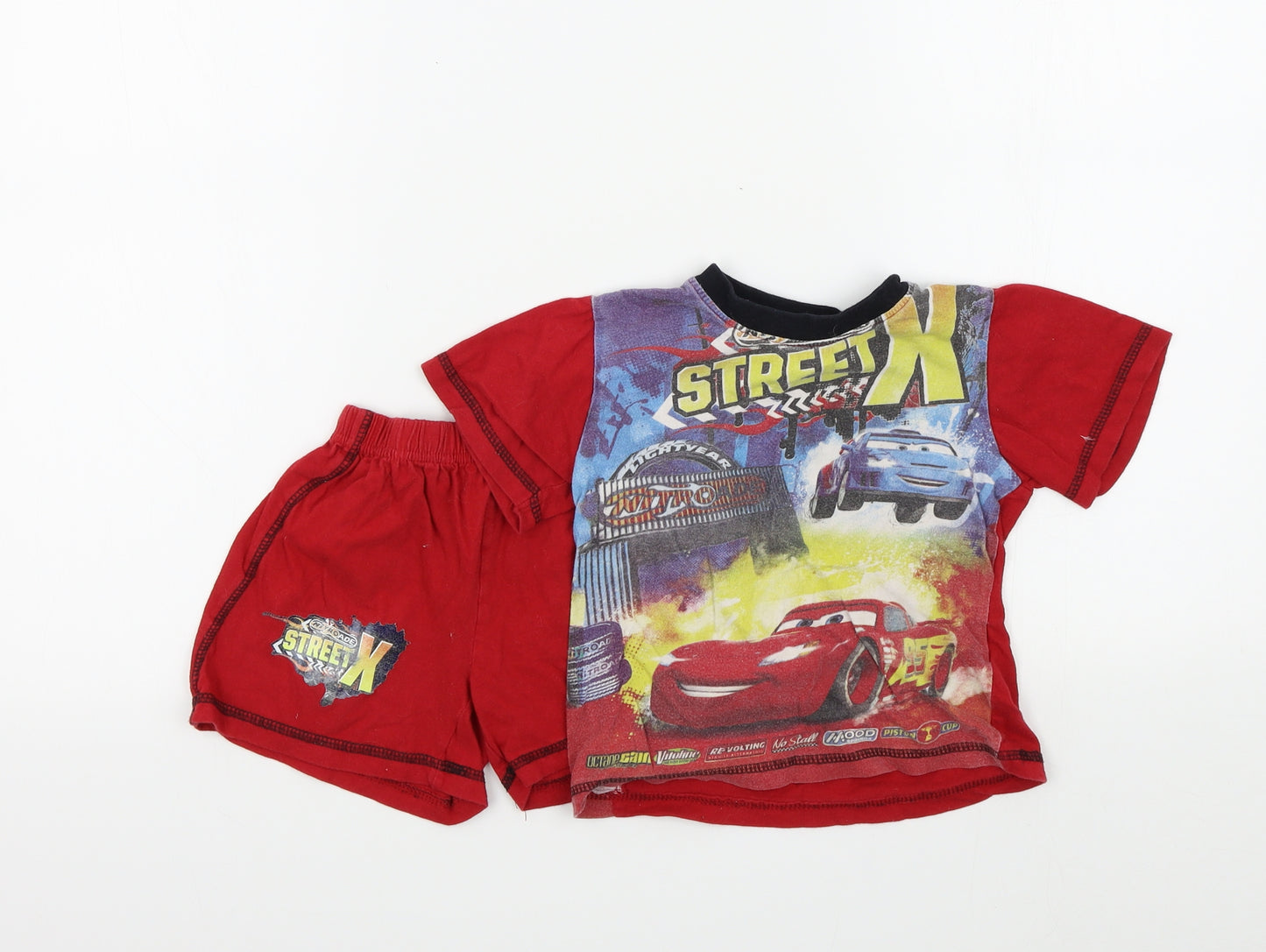 Disney Boys Red Colourblock   Pyjama Set Size 3 Years  - disney cars