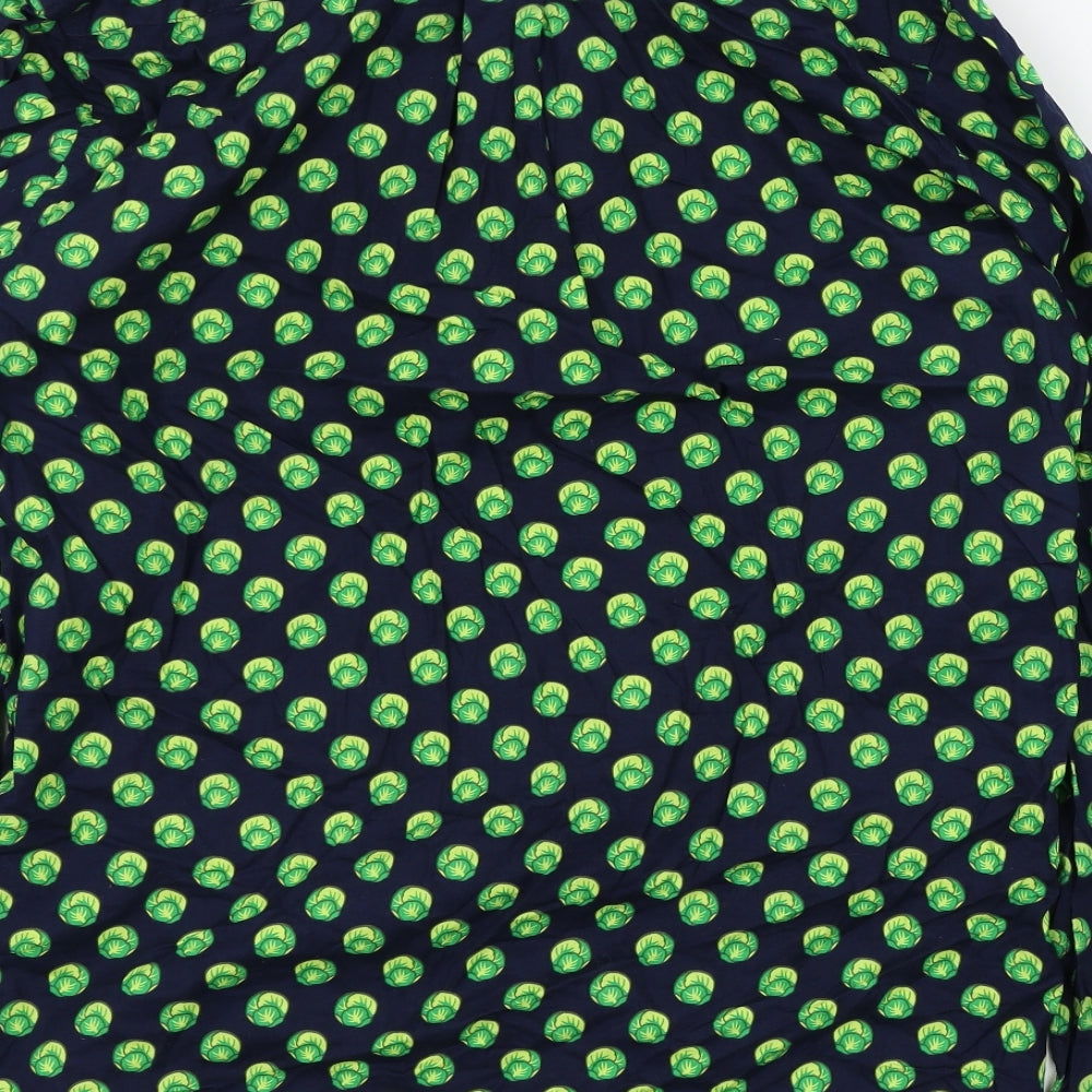 Christmas Shop Mens Blue Geometric   Button-Up Size L