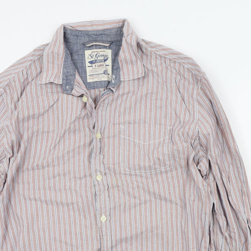 st george Mens Red Striped   Button-Up Size XL