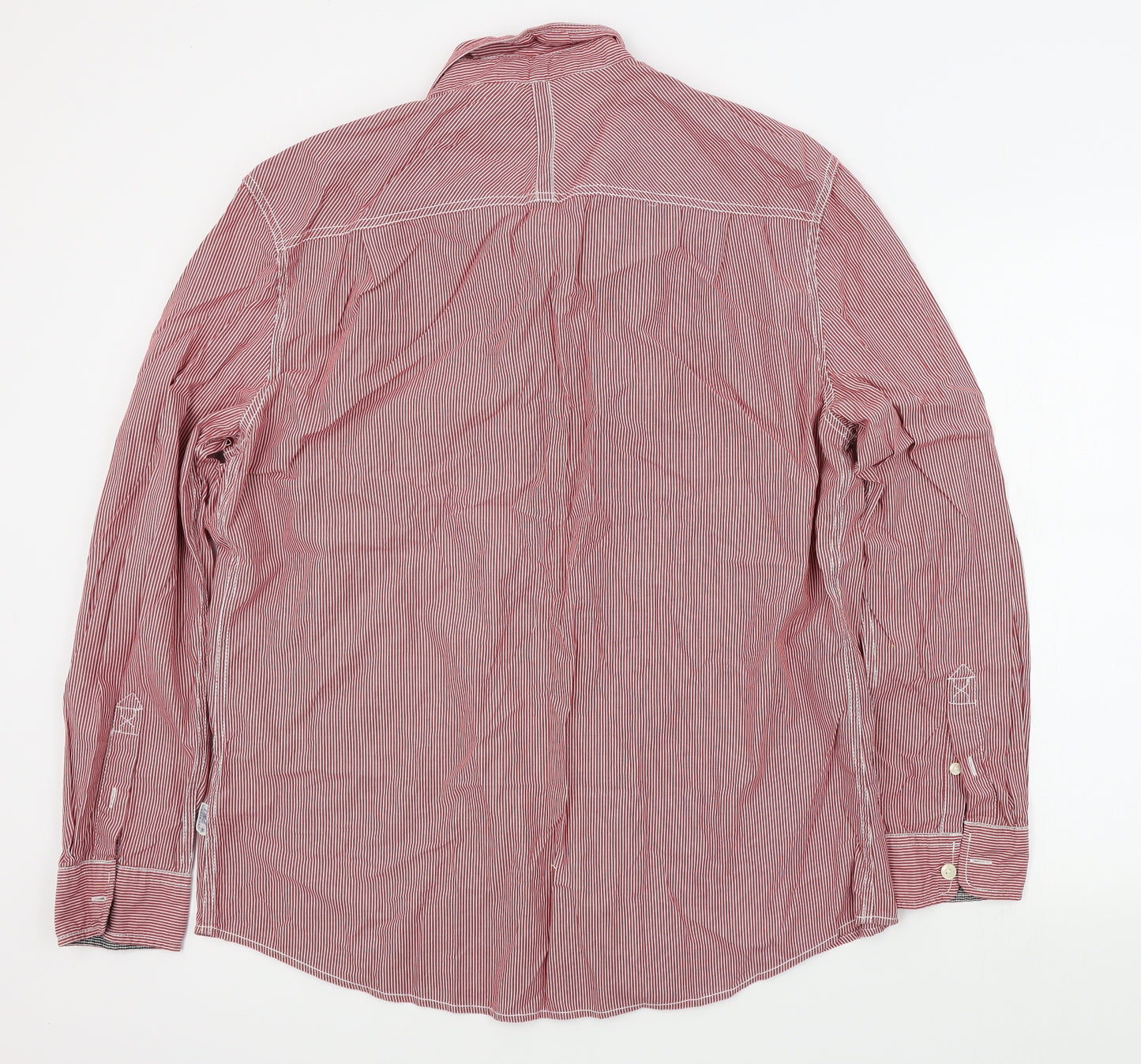 Duffer of St. George Mens Red Striped   Button-Up Size XL