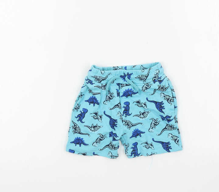 pep&co Boys Blue Geometric Cropped Trousers Size 9-12 Months - dinasours