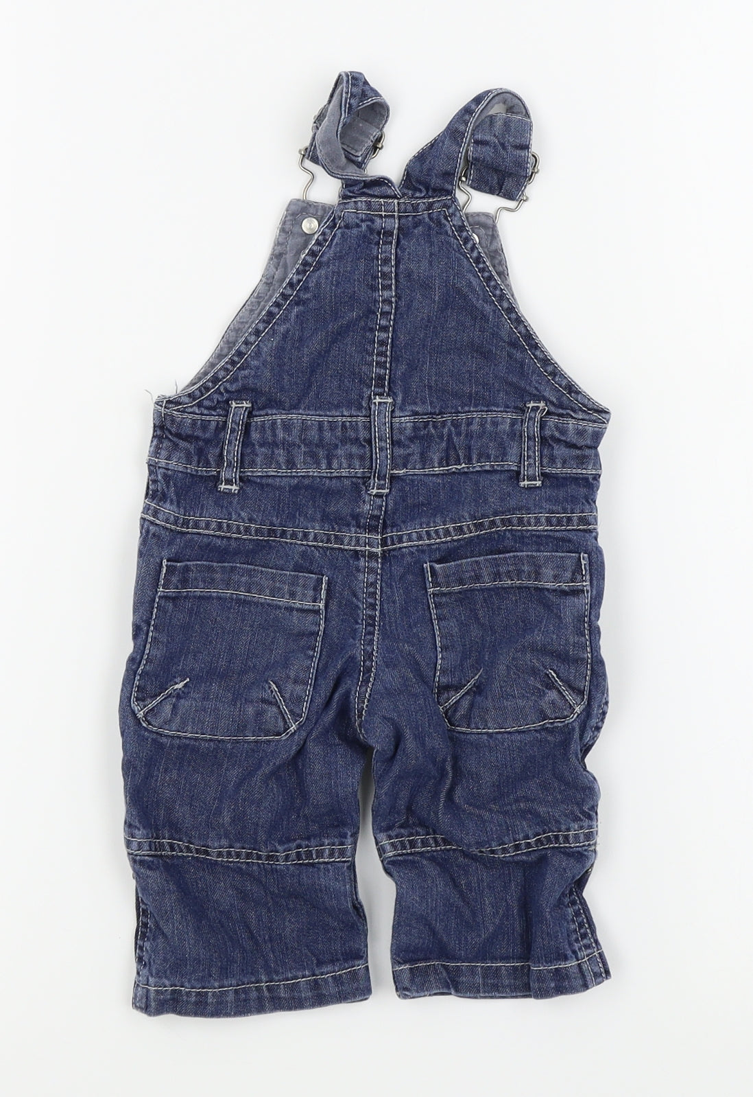 Vertbaudet Boys Blue Colourblock  Dungaree One-Piece Size 6-9 Months