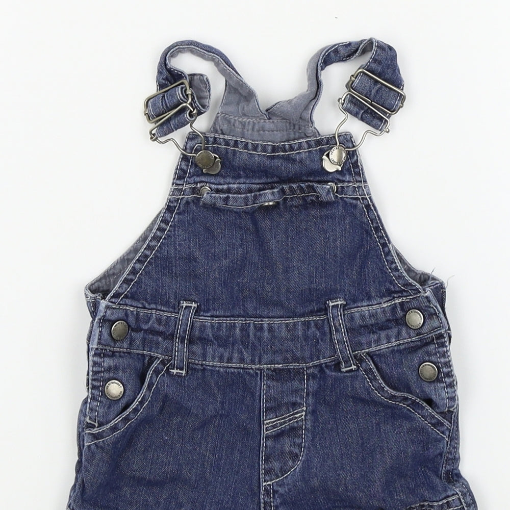 Vertbaudet Boys Blue Colourblock  Dungaree One-Piece Size 6-9 Months