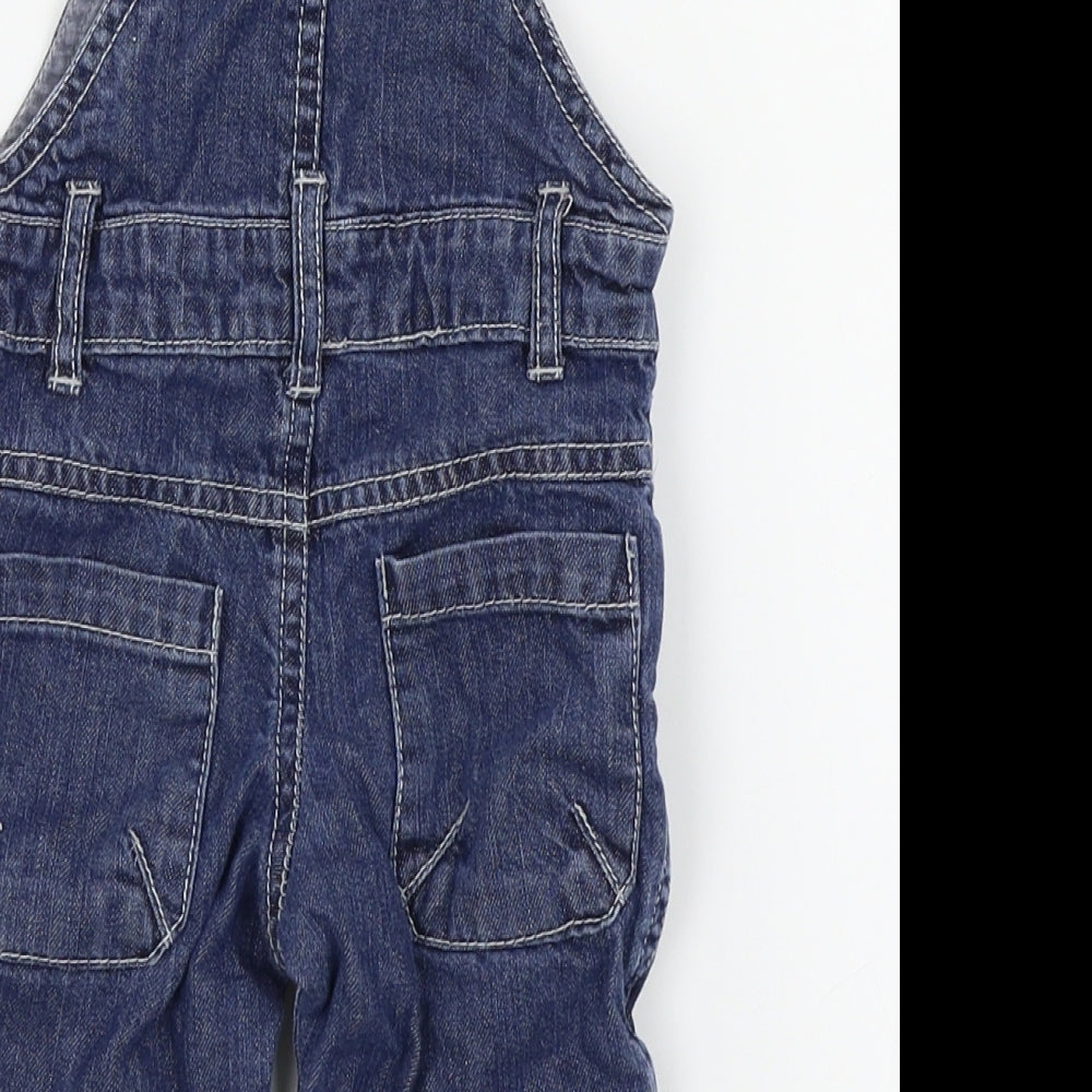 Vertbaudet Boys Blue Colourblock  Dungaree One-Piece Size 6-9 Months