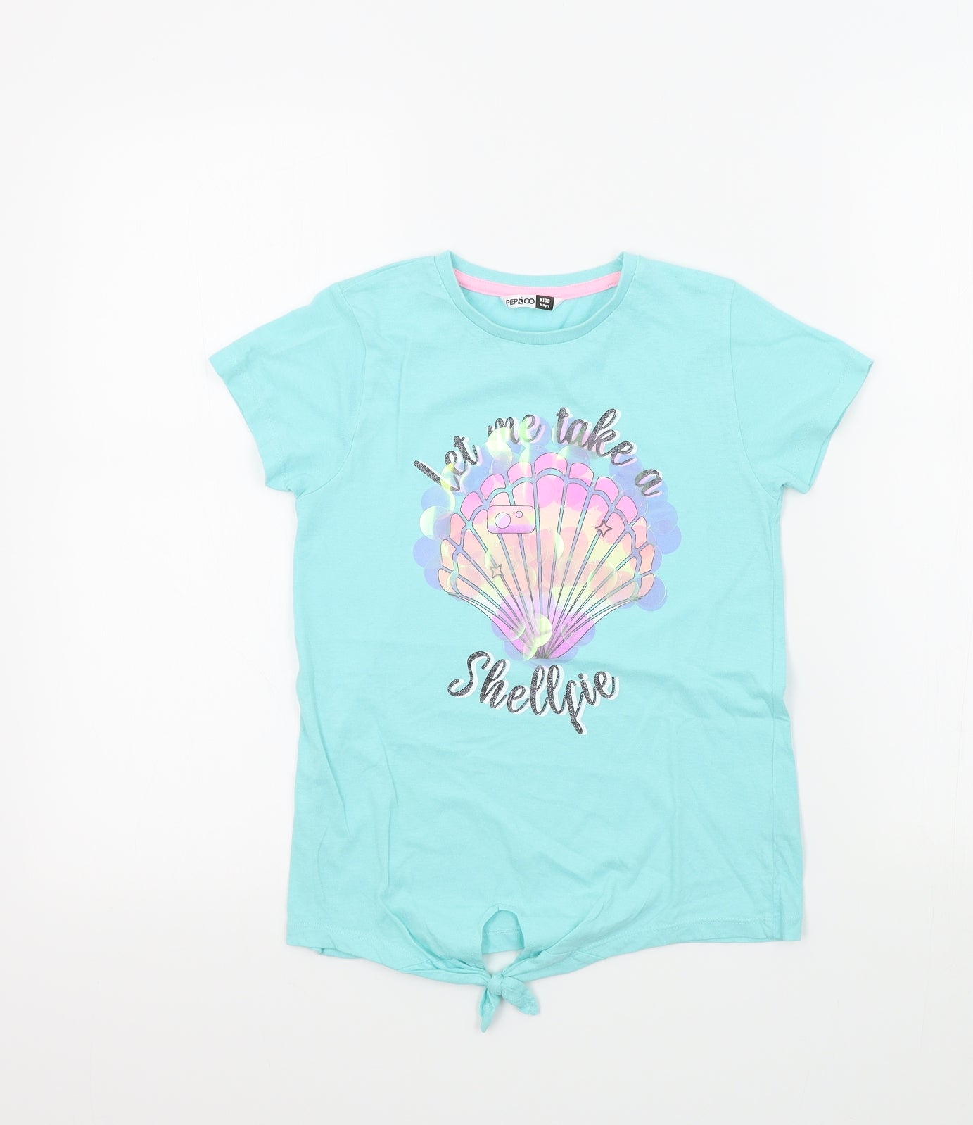 pep&co Girls Blue Colourblock  Basic T-Shirt Size 8 Years