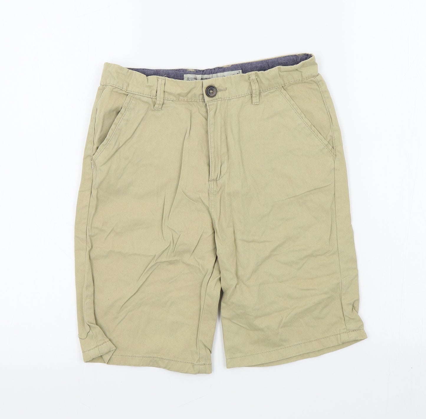 denim&co Boys Beige Colourblock  Chino Shorts Size 12-13 Years