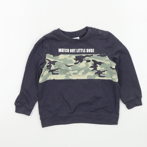 so cute Boys Grey Colourblock  Pullover Jumper Size 12-18 Months