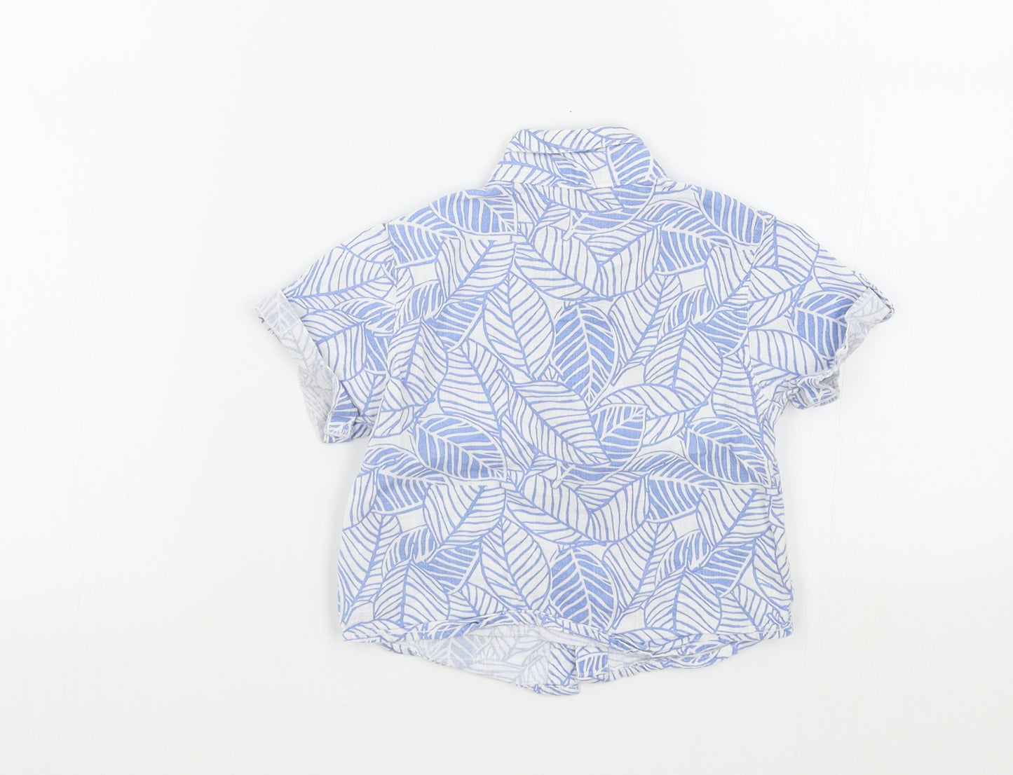 Preworn Boys Blue Geometric  Basic Button-Up Size 12-18 Months