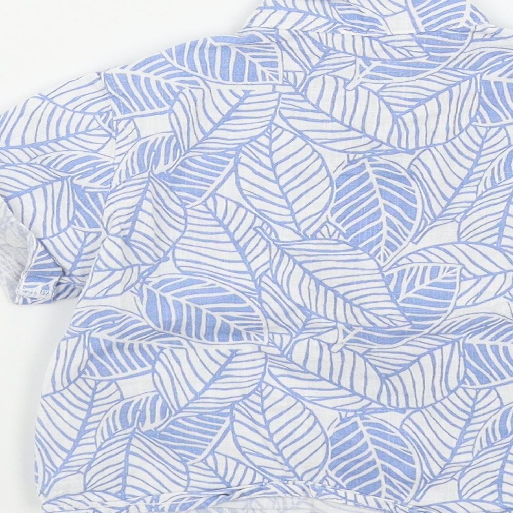 Preworn Boys Blue Geometric  Basic Button-Up Size 12-18 Months