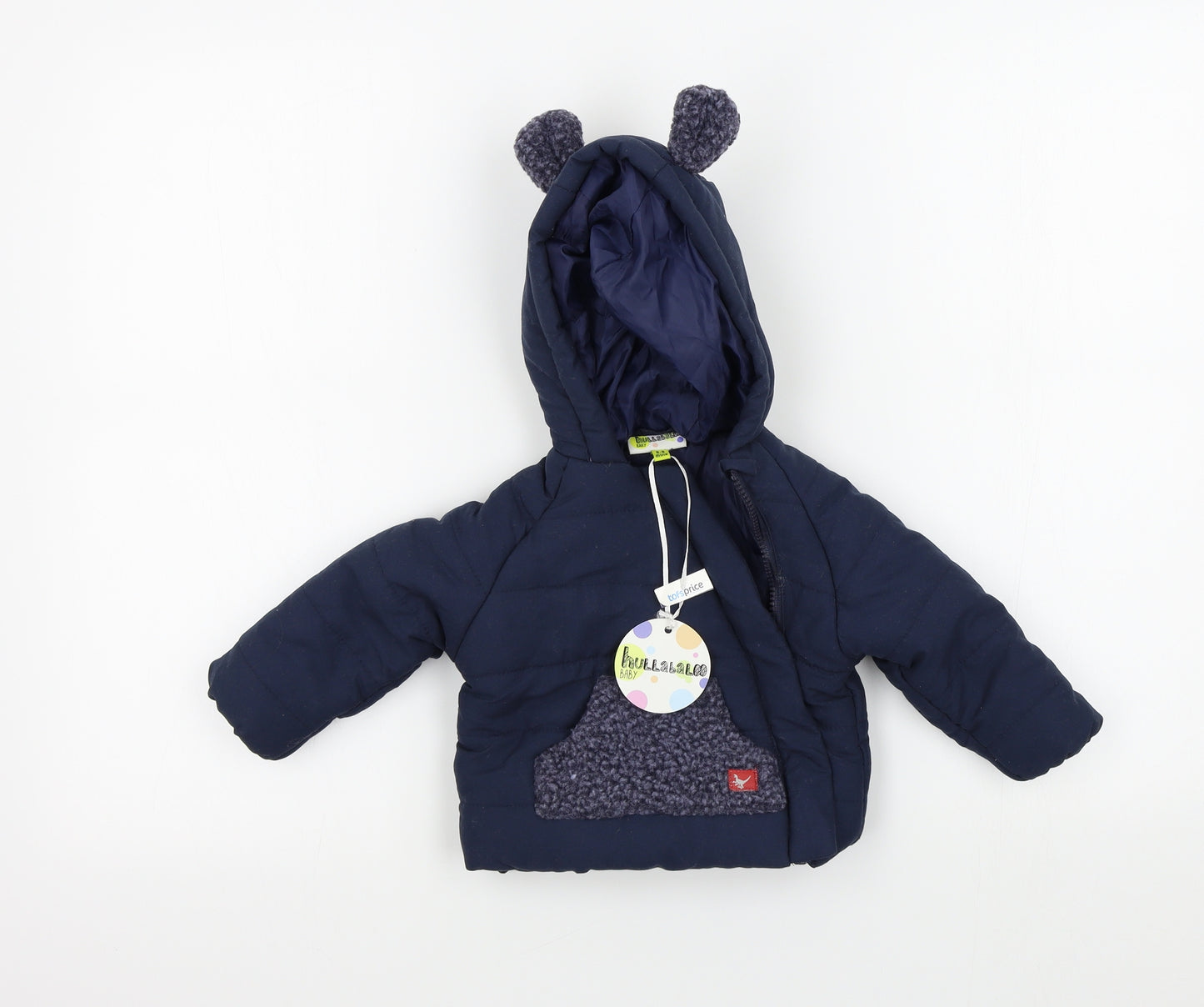 hullabaloo Baby Black Colourblock  Basic Coat Coat Size 6-9 Months