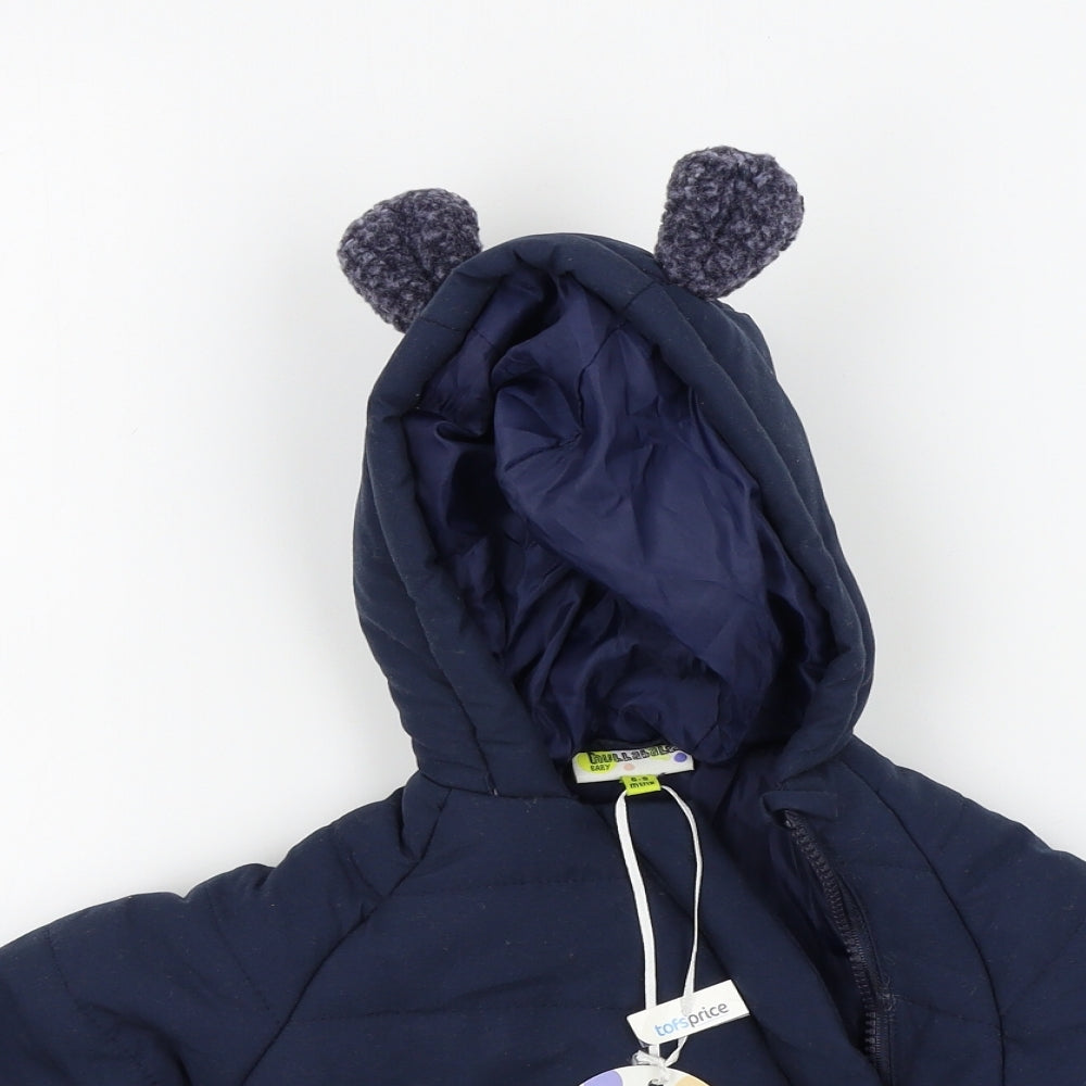 hullabaloo Baby Black Colourblock  Basic Coat Coat Size 6-9 Months