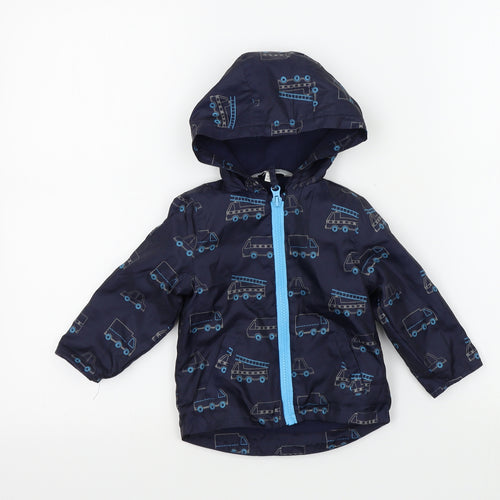 peackocks Boys Blue Geometric  Basic Jacket Coat