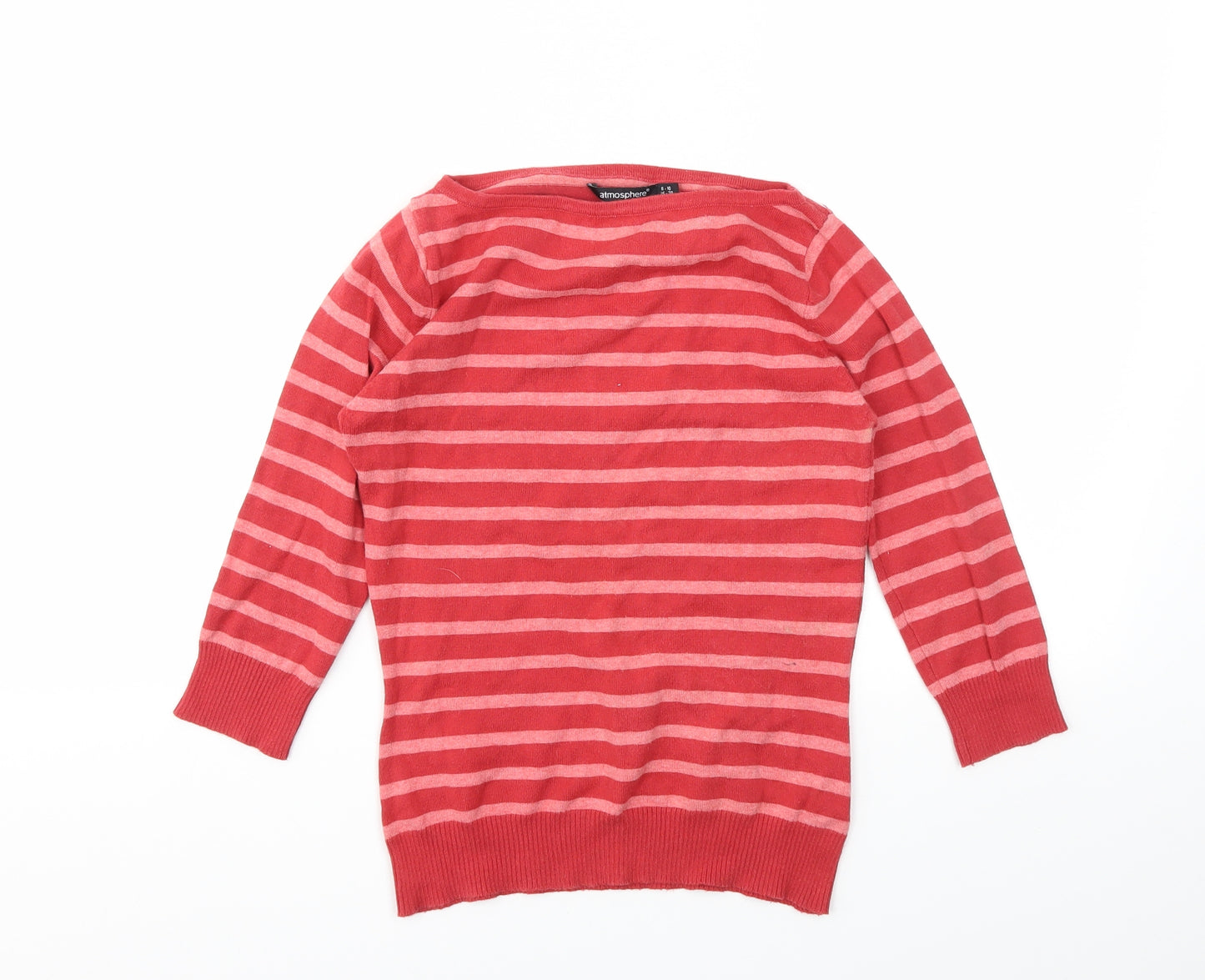 Primark Womens Pink Striped  Basic T-Shirt Size 8