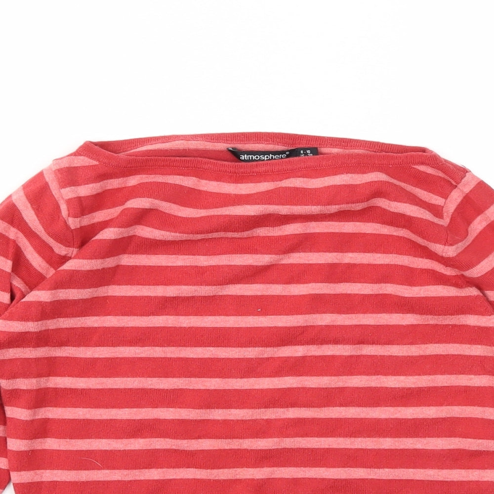 Primark Womens Pink Striped  Basic T-Shirt Size 8