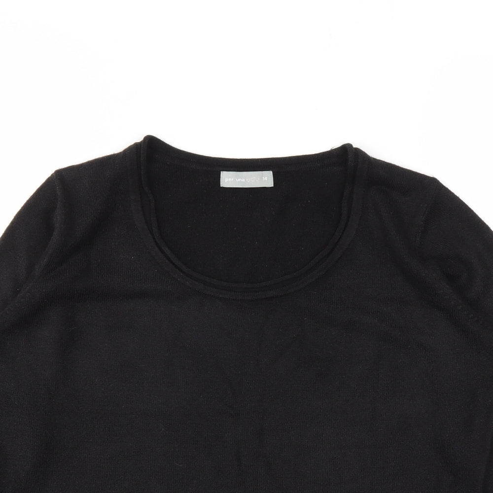 M&S Womens Black Houndstooth  Pullover Jumper Size 14