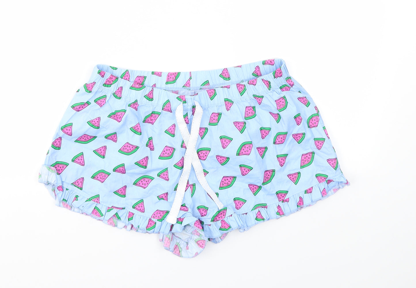 Primark Womens Blue Geometric  Cut-Off Shorts Size S - Stretch waistband