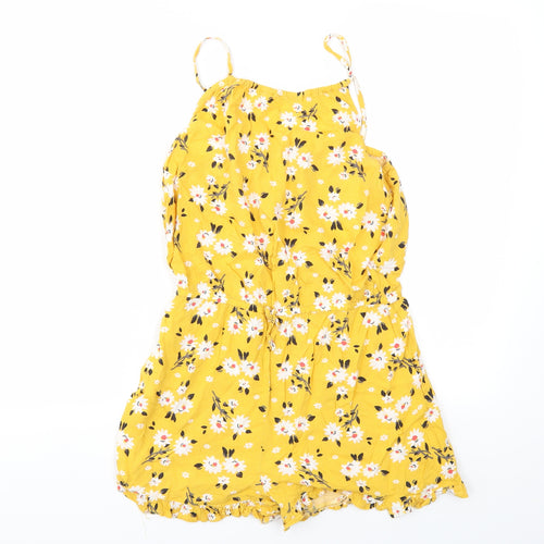 Matalan Girls Yellow Floral  Bodysuit One-Piece Size 14 Years