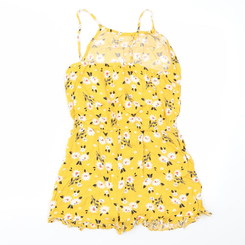 Matalan Girls Yellow Floral  Bodysuit One-Piece Size 14 Years