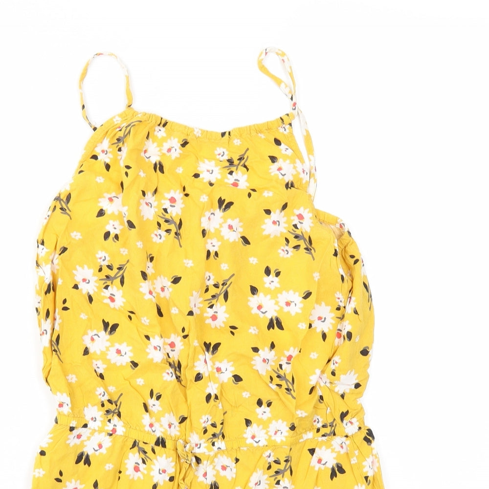 Matalan Girls Yellow Floral  Bodysuit One-Piece Size 14 Years