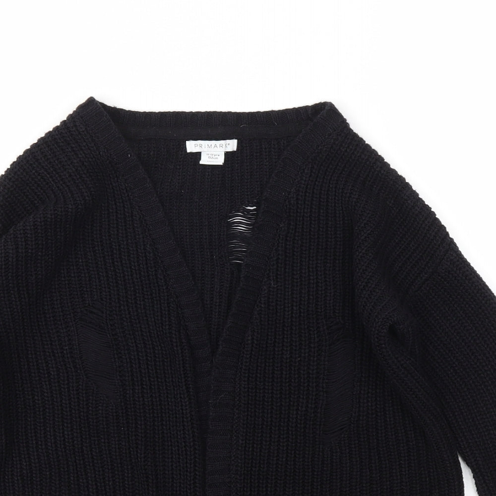 Primark Girls Black   Cardigan Jumper Size 11-12 Years