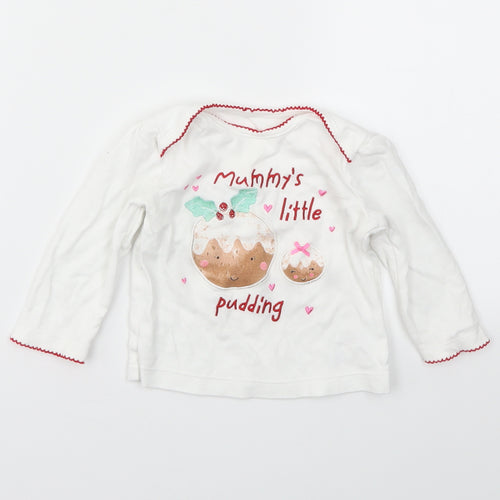George Girls White   Basic T-Shirt Size 6-9 Months