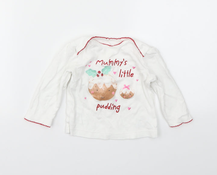George Girls White Basic T-Shirt Size 6-9 Months