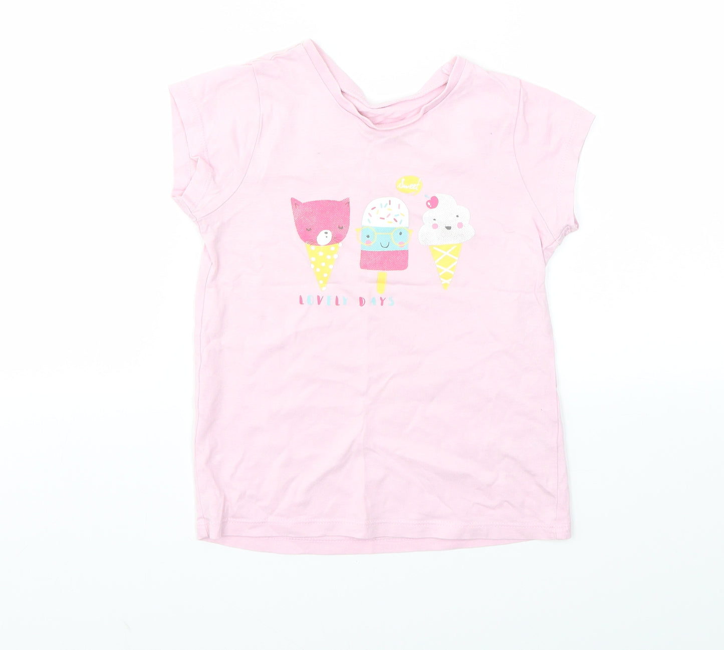 George Girls Pink   Basic T-Shirt Size 4-5 Years