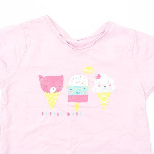 George Girls Pink   Basic T-Shirt Size 4-5 Years