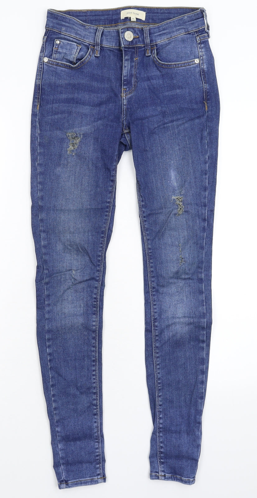 River Island Womens Blue  Denim Skinny Jeans Size 6 L27 in